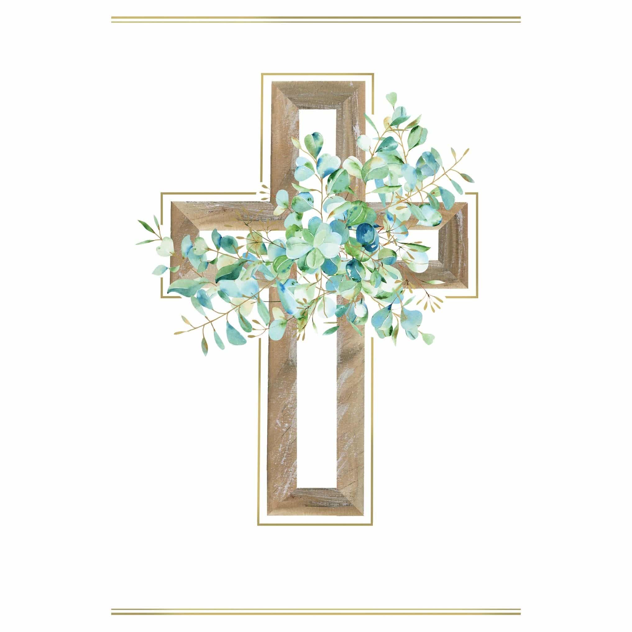 Wooden frame cross confirmation card from Pictura, featuring a religious design and elegant presentation for special occasions.